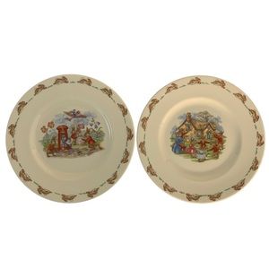 2 Royal Doulton 1936 Bunnykins Children's Fine Bone China Plates - Unused